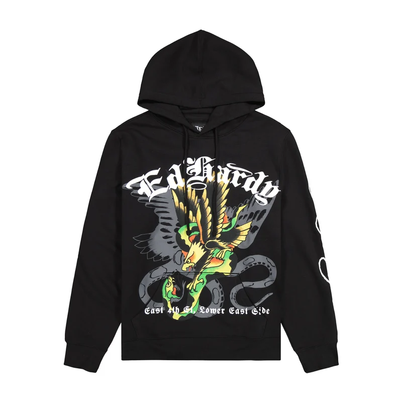 EHM1300_82_BLACK_01 Eagle Snake Mens Hoodie