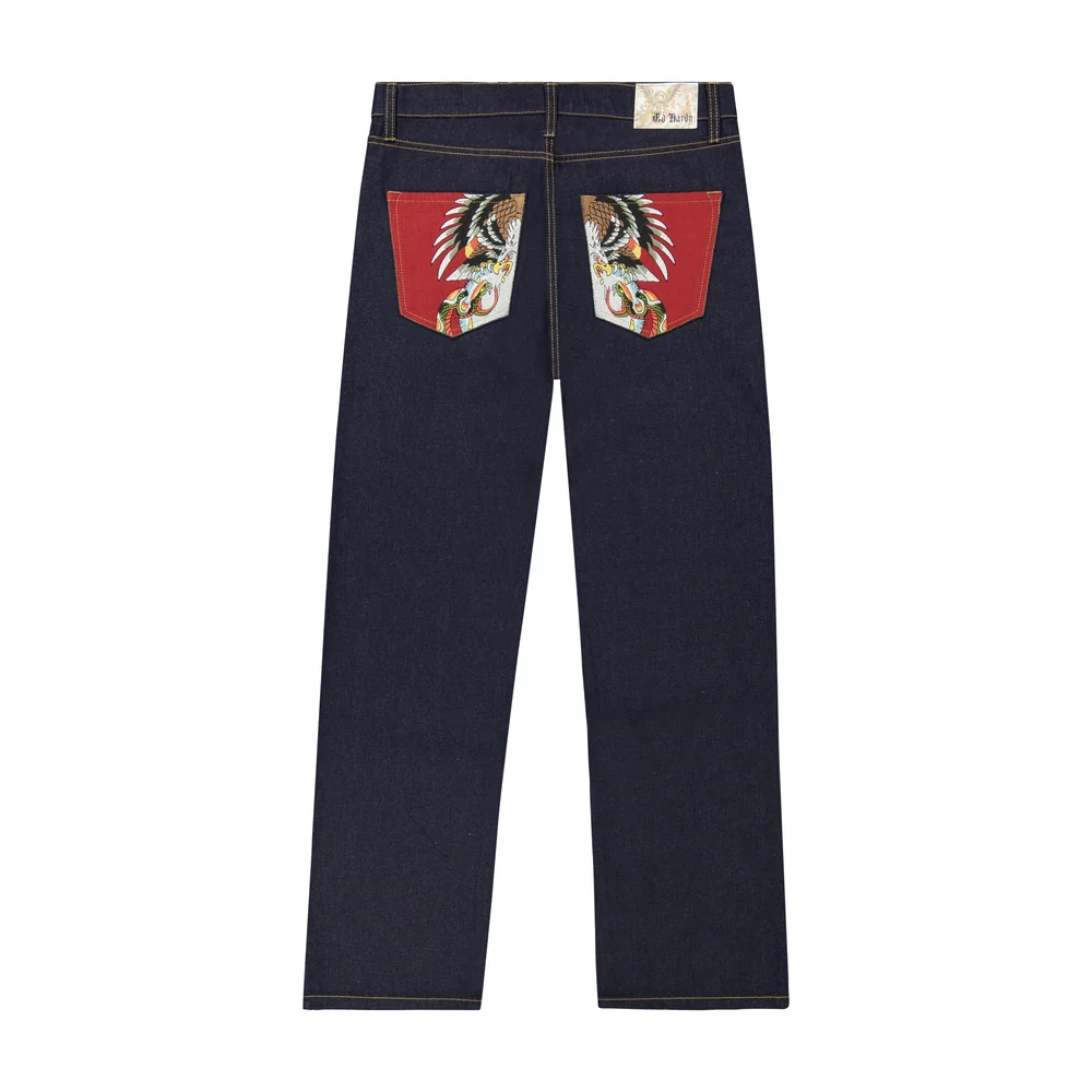 MEHD8305-5_RAW_02 Battle Skull Baggy Wide Leg Jeans